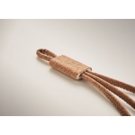 Câble chargeur personnalisé en liège avec 3 connections Cable Cork couleur beige troisième vue photographique