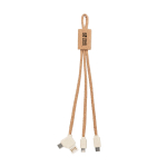 Câble chargeur personnalisé en liège avec 3 connections Cable Cork vue avec zone d'impression