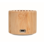 Enceinte cylindrique sans fil en bambou 5.3 avec lumière LED OM couleur bois quatrième vue