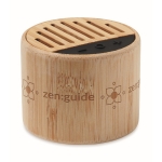Enceinte cylindrique sans fil en bambou 5.3 avec lumière LED OM couleur bois vue principale
