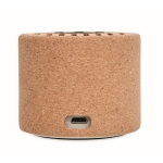 Enceinte Bluetooth 5.3 avec boîtier en liège et style naturel Shanti couleur beige quatrième vue