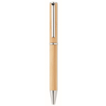 Stylo en bambou avec détails en métal et encre bleue Naira couleur bois quatrième vue