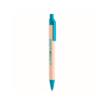 Stylo écologiques avec accents en couleur et encre bleue Eco Milky couleur turquoise vue avec zone d'impression