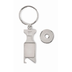 Porte-clés avec jeton pour le caddie et décapsuleur Token couleur argenté mat troisième vue