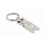 Porte-clés avec jeton pour le caddie et décapsuleur Token couleur argenté mat vue principale