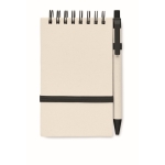 Bloc-notes recyclé avec stylo et élastique A6 pages à rayures EcoMilky couleur noir deuxième vue