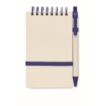 Bloc-notes recyclé avec stylo et élastique A6 pages à rayures EcoMilky couleur bleu deuxième vue