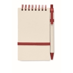 Bloc-notes recyclé avec stylo et élastique A6 pages à rayures EcoMilky couleur rouge deuxième vue