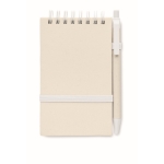 Bloc-notes recyclé avec stylo et élastique A6 pages à rayures EcoMilky couleur blanc deuxième vue