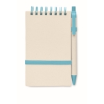 Bloc-notes recyclé avec stylo et élastique A6 pages à rayures EcoMilky couleur turquoise deuxième vue