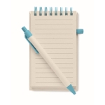 Bloc-notes recyclé avec stylo et élastique A6 pages à rayures EcoMilky couleur turquoise cinquième vue