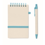 Bloc-notes recyclé avec stylo et élastique A6 pages à rayures EcoMilky couleur turquoise sixième vue
