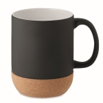 Tasse en céramique mate avec base en liège de 300 ml Design Cork couleur noir