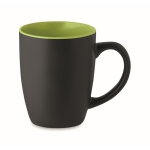 Mug en céramique noire avec intérieur brillant de 290 ml Duo Black couleur vert lime