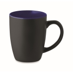 Mug en céramique noire avec intérieur brillant de 290 ml Duo Black couleur bleu ultramarine