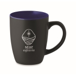Mug en céramique noire avec intérieur brillant de 290 ml Duo Black couleur bleu ultramarine vue principale