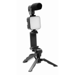 Kit de trépied avec micro et lumière pour portable Kit vidéo Vlog couleur noir