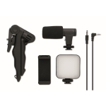 Kit de trépied avec micro et lumière pour portable Kit vidéo Vlog couleur noir quatrième vue