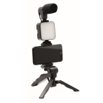 Kit de trépied avec micro et lumière pour portable Kit vidéo Vlog couleur noir sixième vue