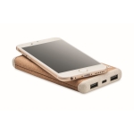 Batterie externe de 10.000 mAh avec boîtier en liège EcoDesign couleur beige deuxième vue