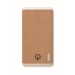 Batterie externe de 10.000 mAh avec boîtier en liège EcoDesign couleur beige cinquième vue