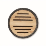 Enceinte en RPET et bambou, connexion 5.0 et mains libres Conscious couleur noir vue avec zone d'impression
