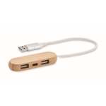 Hub USB personnalisable avec 3 ports dans boîtier en bois Three couleur bois
