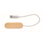 Hub USB personnalisable avec 3 ports dans boîtier en bois Three couleur bois quatrième vue