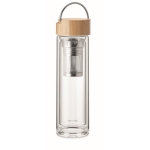 Gourde en verre avec infuseur de thé pour publicité 400 ml Tea Catch couleur transparent