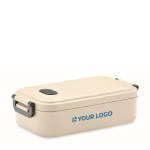 Lunch box de 800 ml hermétique avec fermetures latérales EasyLunch couleur beige vue avec zone d'impression