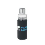 Gourde en verre avec rappel d'hydratation 500 ml Crystal Reminder couleur noir vue avec zone d'impression