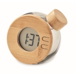 Horloge avec boîtier en bambou qui fonctionne sans pile Water Drop couleur gris transparent