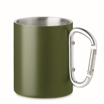 Tasse en acier double paroi avec anse mousqueton 300ml Metal Colors couleur vert foncé