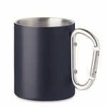 Tasse en acier double paroi avec anse mousqueton 300ml Metal Colors couleur bleu ultramarine