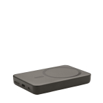 Chargeur sans fil personnalisé en bambou magnétique Power Magnet couleur noir vue avec zone d'impression