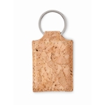 Porte-clés en liège rectangulaire au style naturel Eco Rectangle couleur beige deuxième vue