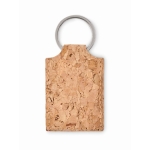 Porte-clés en liège rectangulaire au style naturel Eco Rectangle couleur beige troisième vue