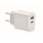 Prise UE à 2 connexions type A et C et charge rapide UE Port couleur blanc