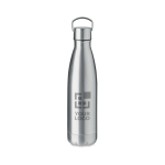 Gourde en acier avec poignée sur le couvercle 500 ml Inox Arctic couleur argenté mat vue avec zone d'impression