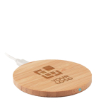 Chargeur rapide sans fil promotionnel Natura Bamboo Natura 15W vue avec zone d'impression
