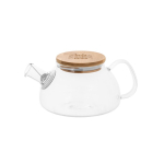 Théière en verre avec couvercle en bambou et infuseur 750ml Nordik couleur transparent image avec logo