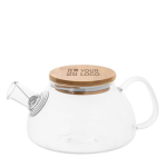 Théière en verre avec couvercle en bambou et infuseur 750ml Nordik avec zone d'impression