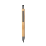 Stylo en bambou avec clip en métal et stylet tactile, mine noire couleur titan première vue