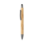 Stylo en bambou avec clip en métal et stylet tactile, mine noire couleur titan Image avec logo 3