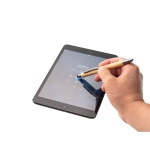 Stylo en bambou avec clip en métal et stylet tactile, mine noire couleur titan troisième vue