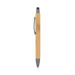Stylo en bambou avec clip en métal et stylet tactile, mine noire couleur titan