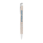 Stylo écologiques avec finition argentée et encre bleue Aster Eco avec zone d'impression