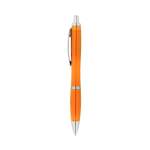 Stylo personnalisé avec bouton poussoir recyclé Encre Bleue Color RPET couleur orange