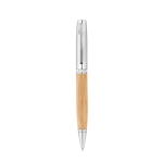 Stylo élégant avec logo en bambou, finition mate, mine noire couleur naturel première vue