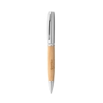 Stylo élégant avec logo en bambou, finition mate, mine noire couleur naturel Image avec logo 3